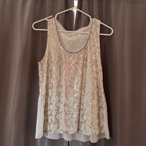 Size small beige and white sequin top
